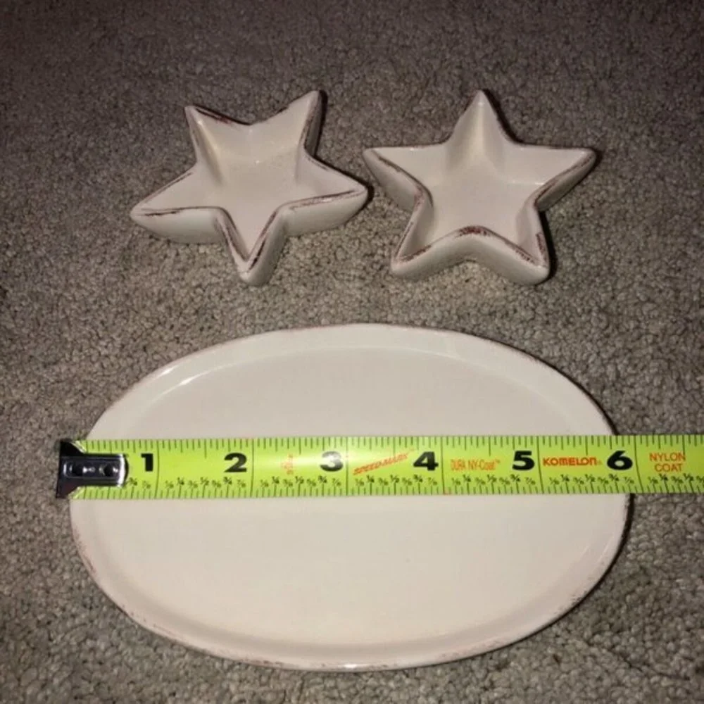 Pottery Barn Star Salt And Pepper‎ Tray 3 pc. Set